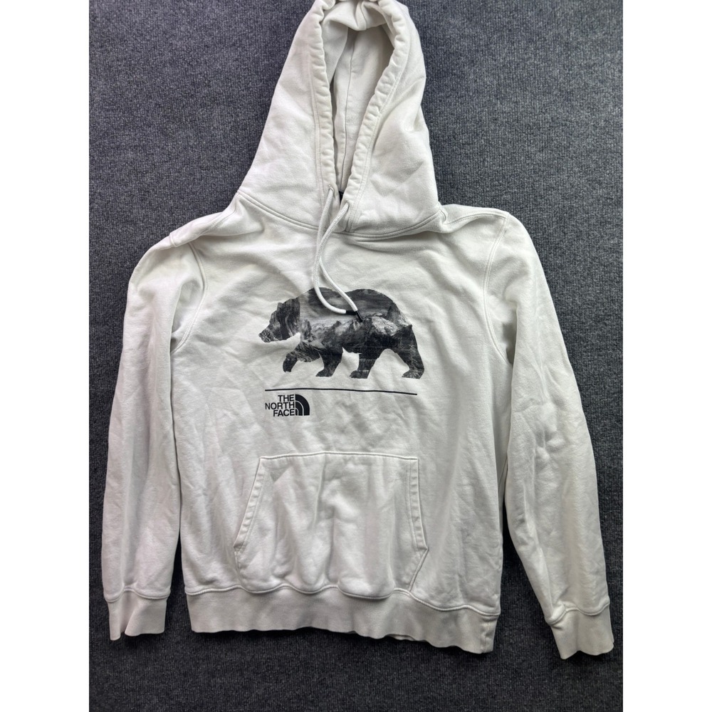 The North Face Hoodie Mens Large White Bear Mountain Graphic Pullover Fleece